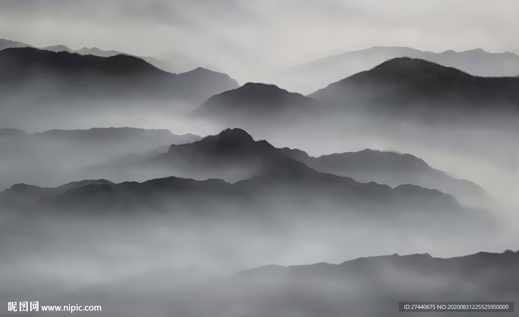 抽象手绘山水图