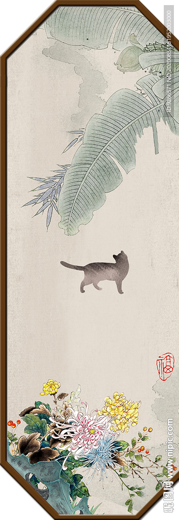 中式民俗古风玄关屏风装饰画