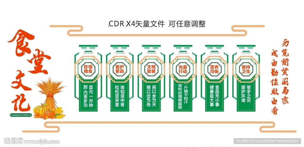 食堂文化墙 节约粮食