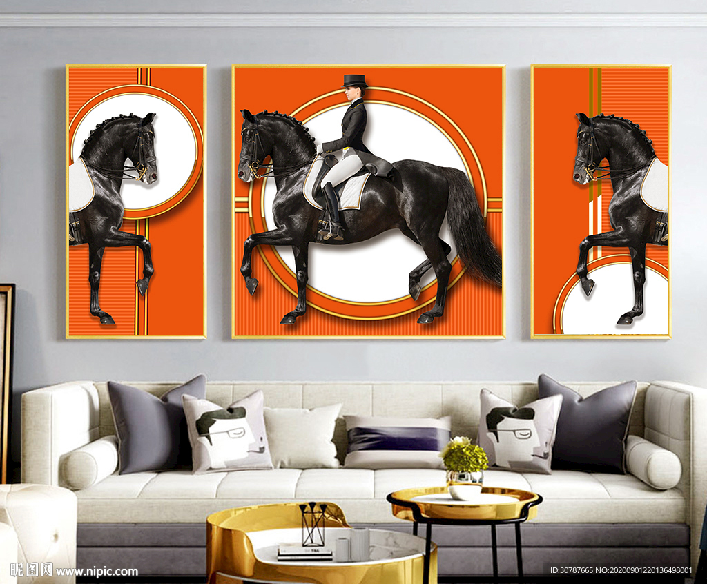 爱马仕橙色晶瓷画装饰画