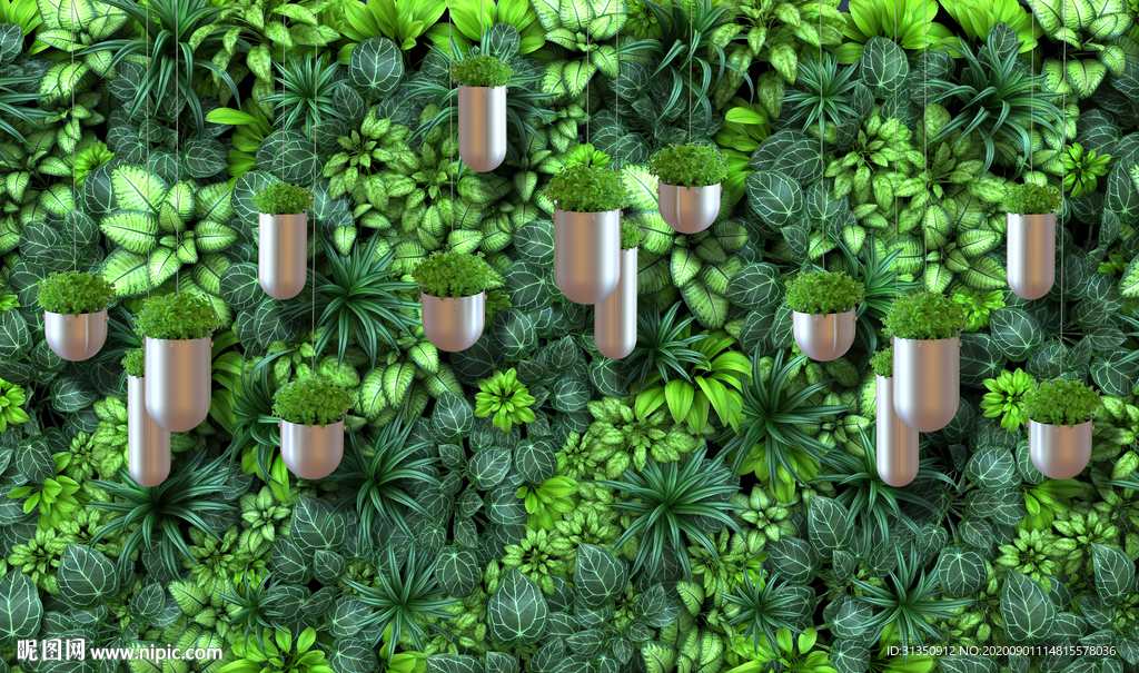 小清新手绘水彩绿色叶子北欧简约