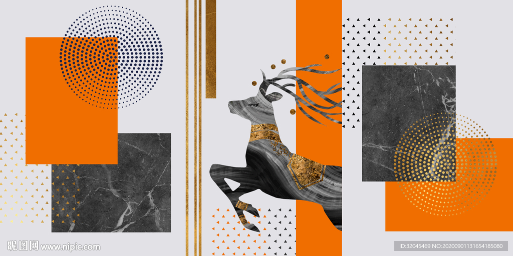 轻奢麋鹿装饰画