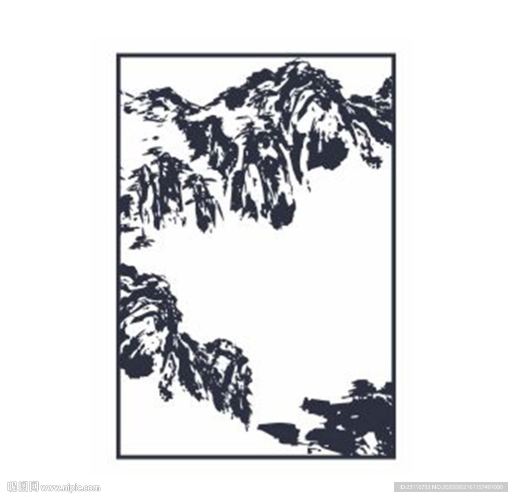 山石 室内墙面 印花图案 挂画