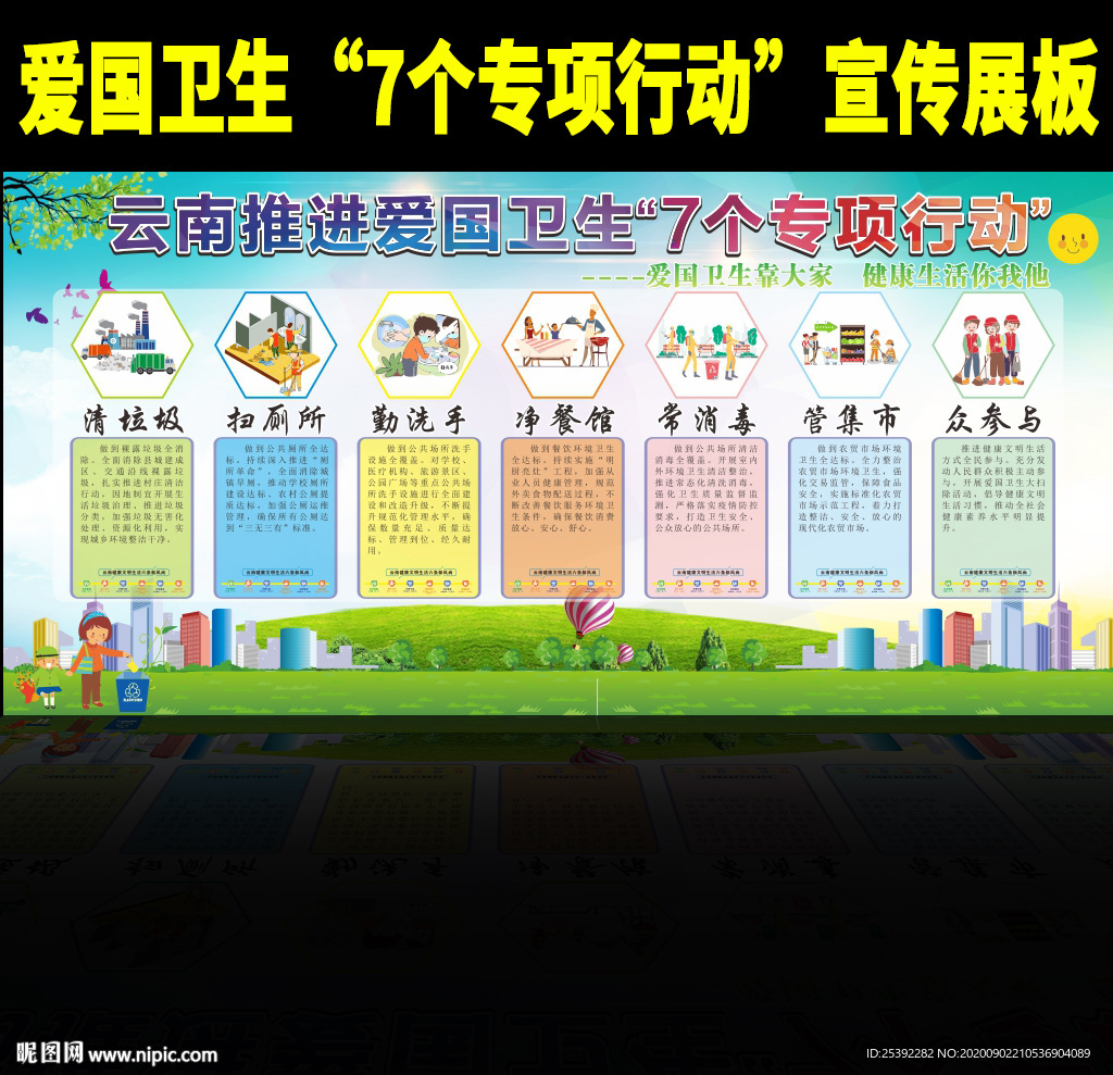 爱国卫生7个专项行动宣传栏展板