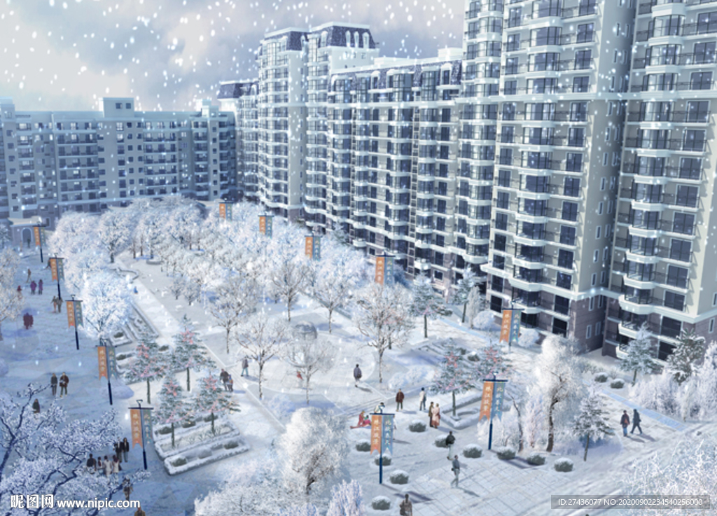 中庭雪景