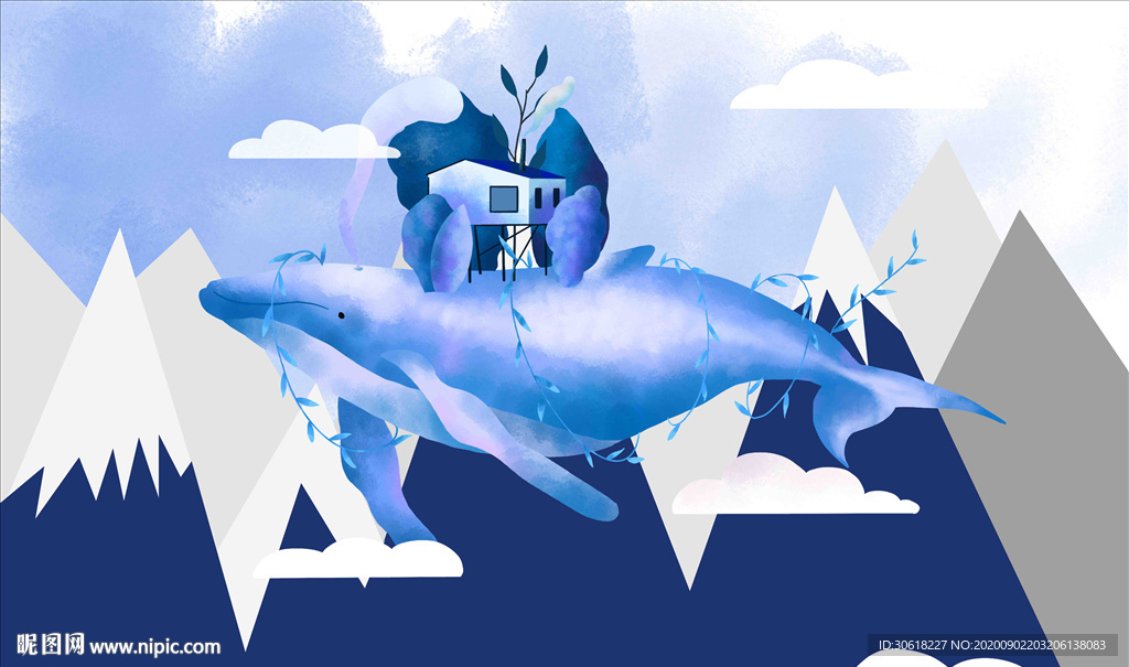 北欧儿童房背景墙壁画