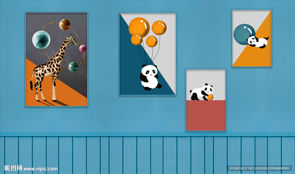 北欧儿童房背景墙壁画