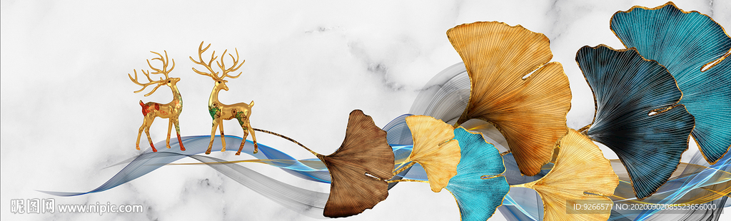 麋鹿客厅卧室横幅装饰画