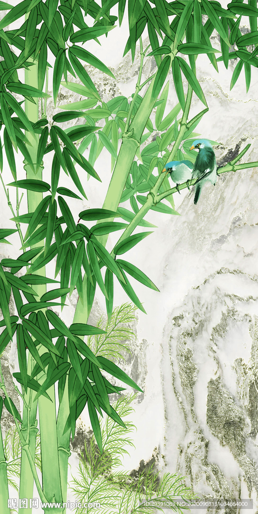 竹子山水玄关背景图片