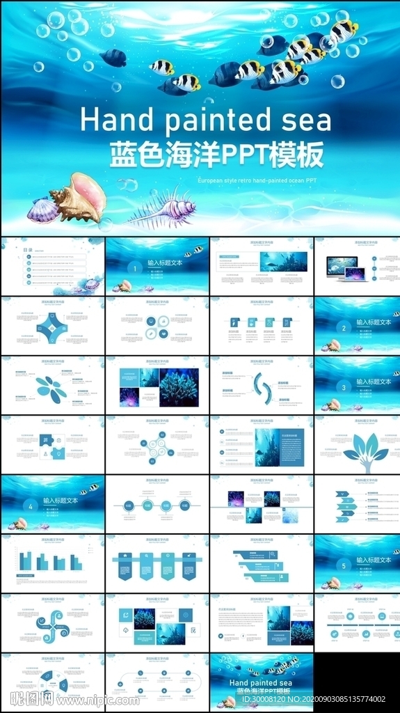 蓝色海洋海底世界动态PPT