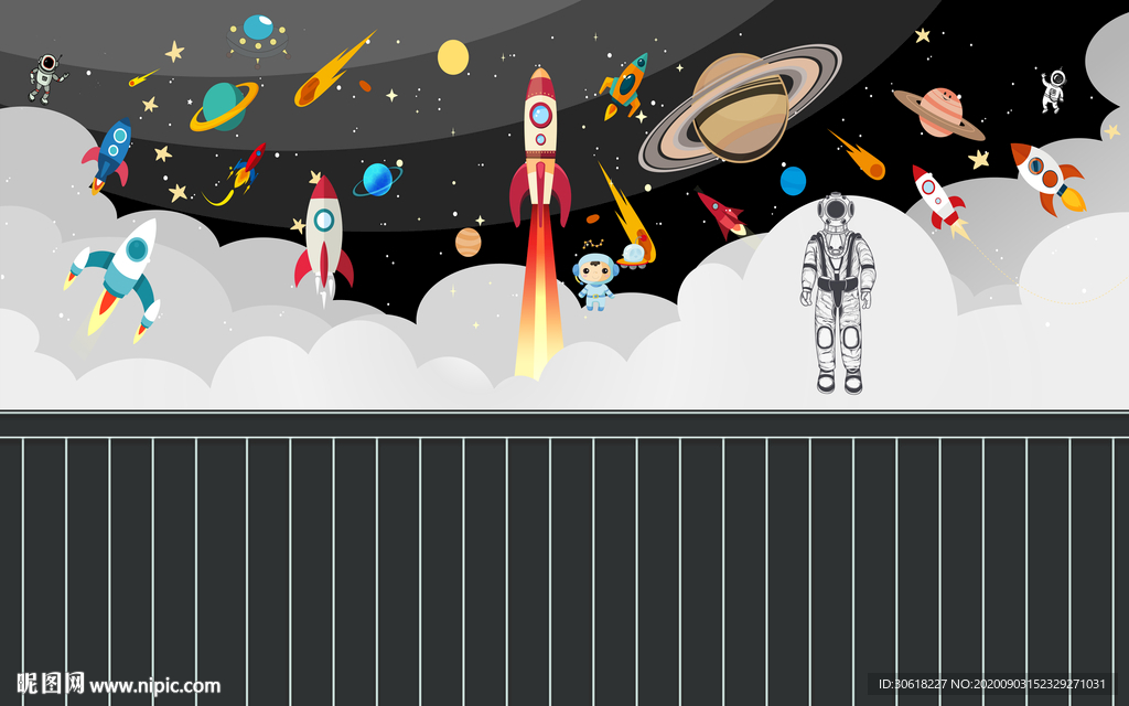 北欧儿童房背景墙壁画