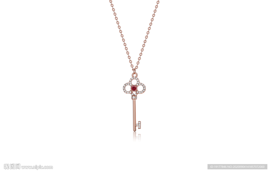 超清分层红宝石钥匙项链