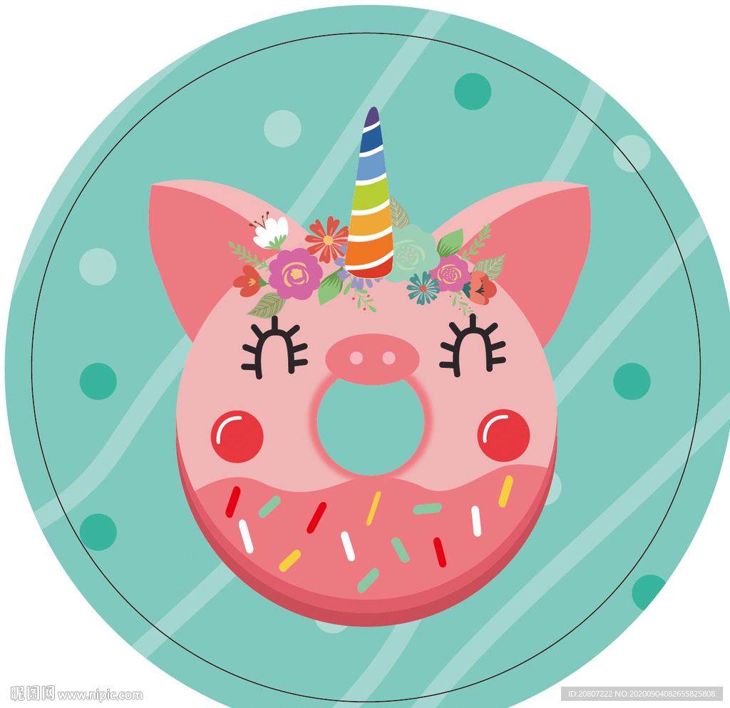 粉色猪甜甜圈