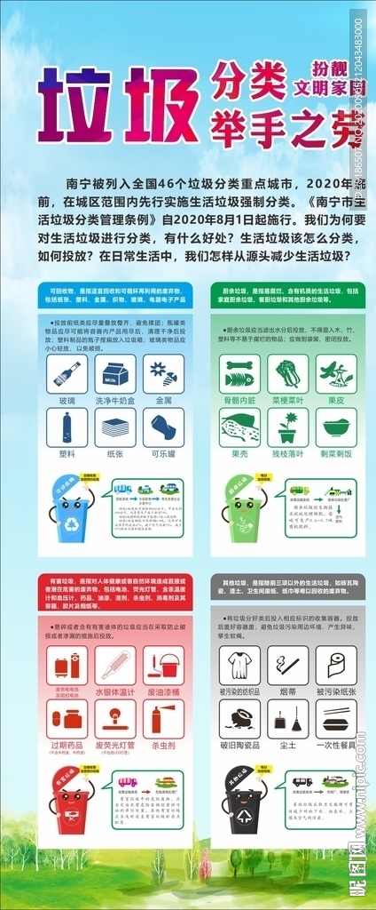 南宁 垃圾分类 展架