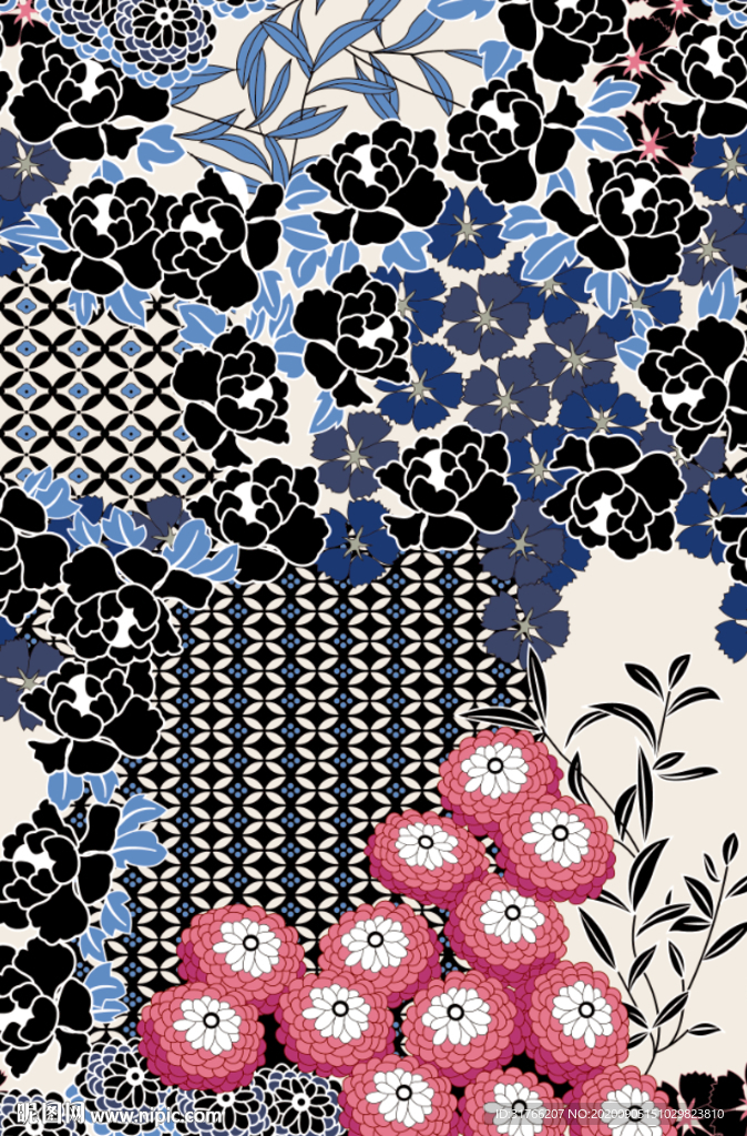 矢量 手绘花图案