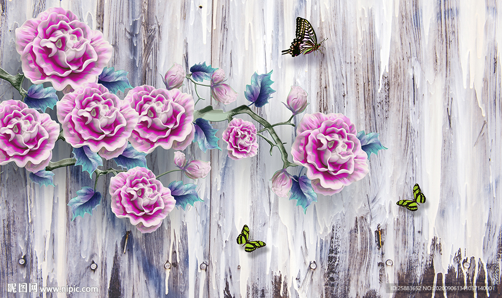 蝶恋花电视背景墙