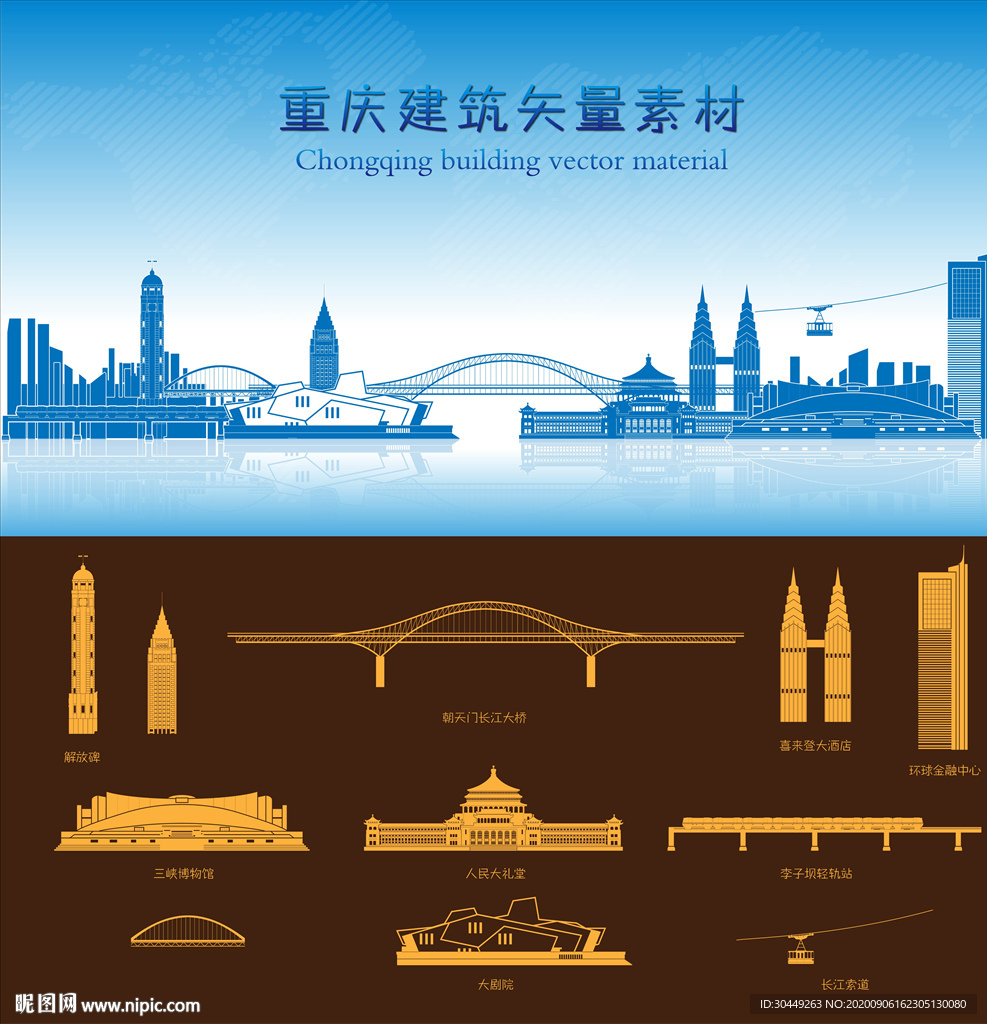 重庆地标重庆建筑重庆城市剪影