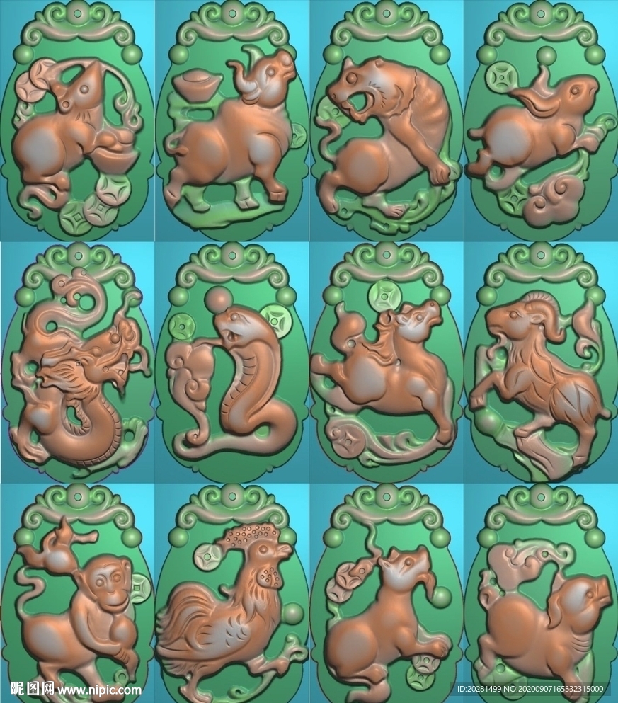 十二生肖精雕图