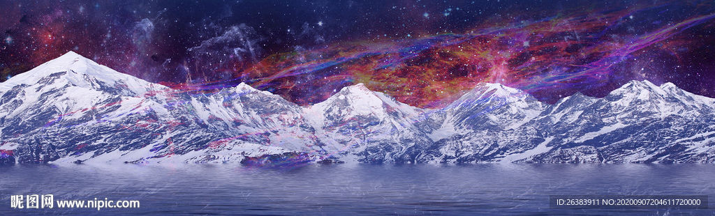 紫色星空山脉背景墙