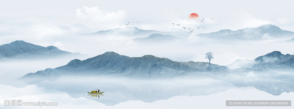 巨幅水墨山水画
