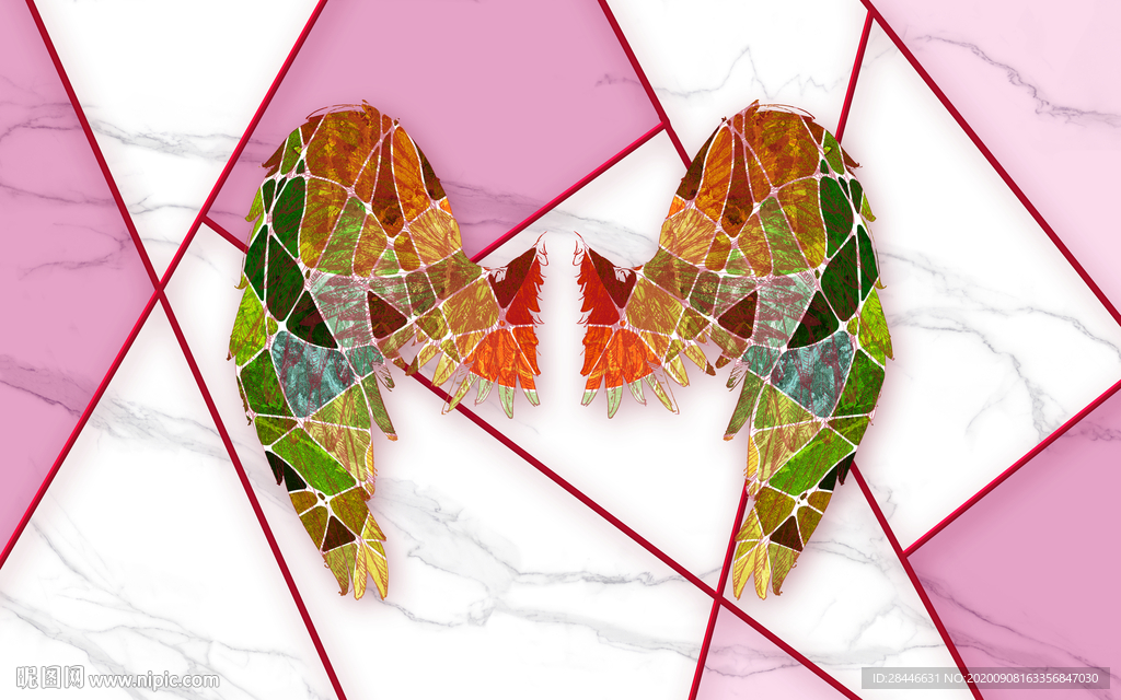 翅膀北欧背景墙