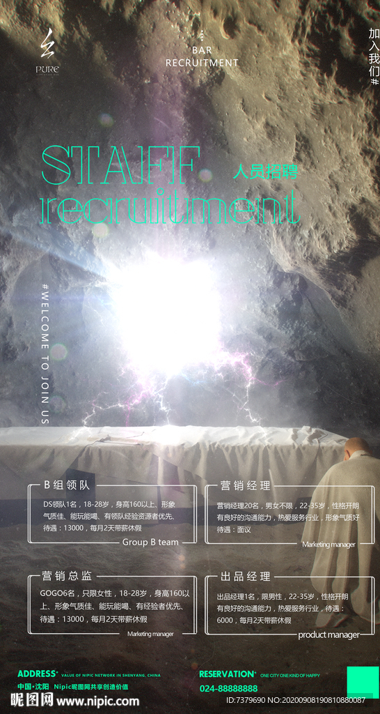 酒吧招聘海报图片