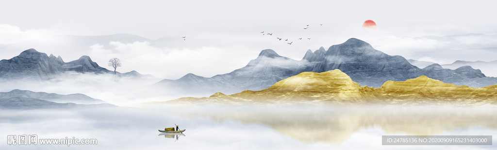 巨幅水墨山水画