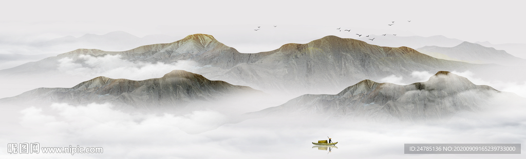 巨幅意境水墨山水画