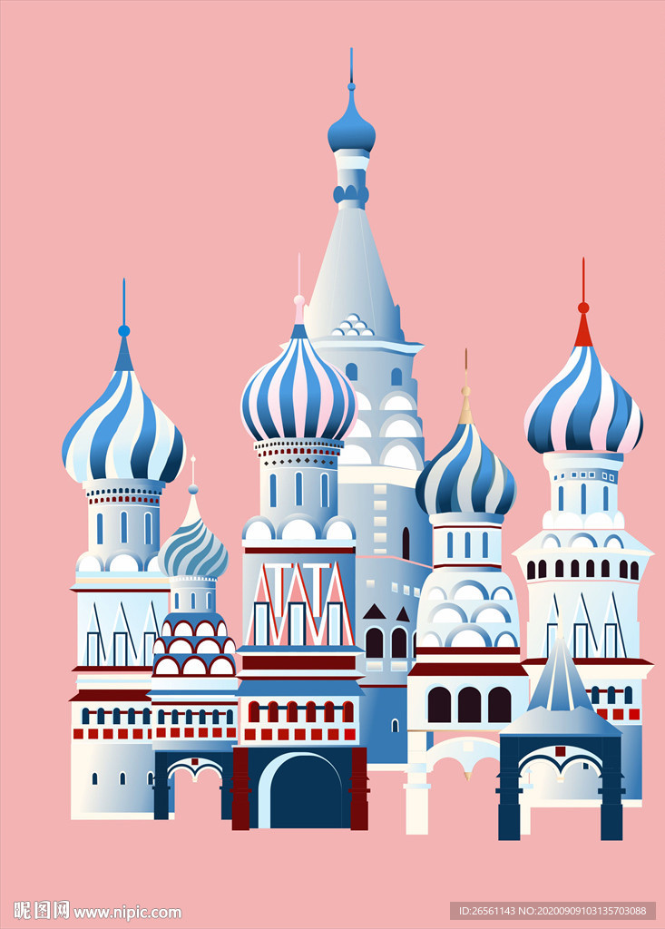 城堡线稿 彩色 矢量