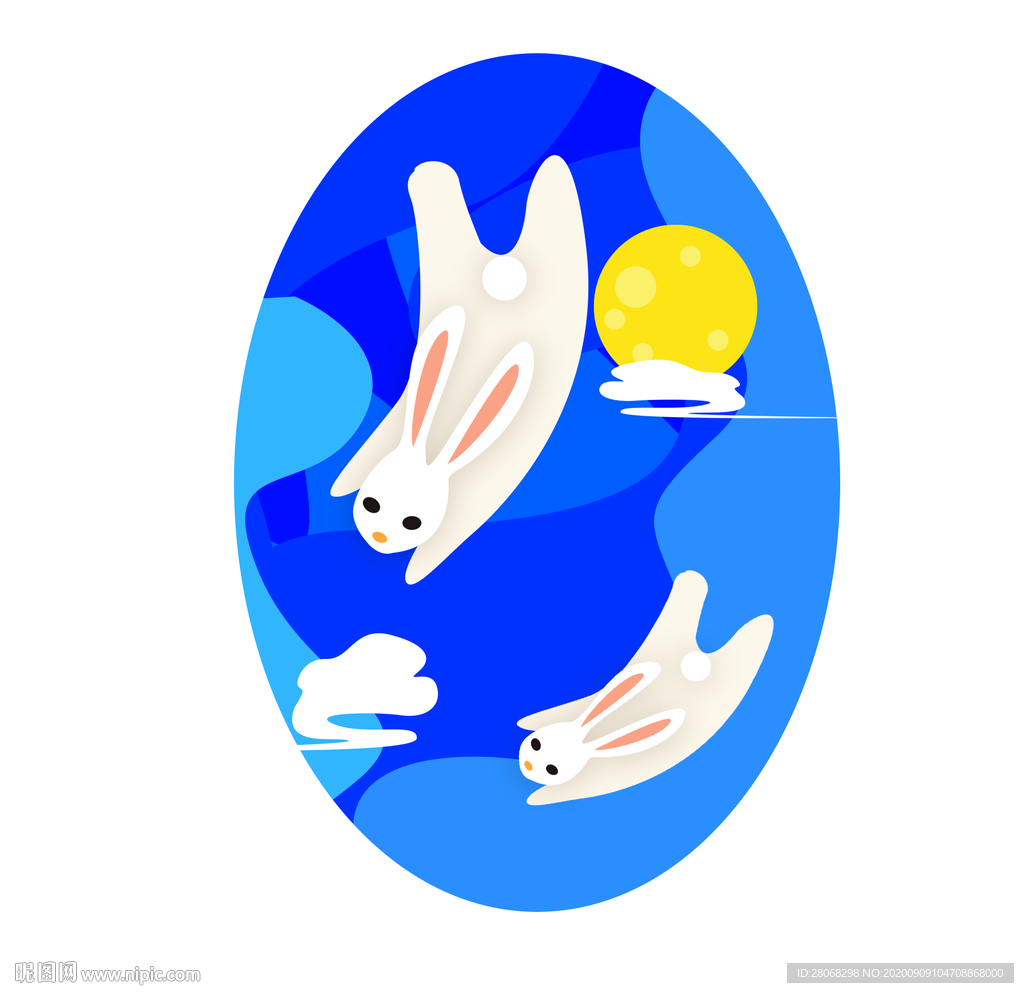 手绘玉兔插画
