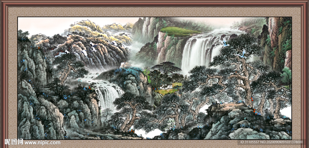 聚宝盆山水画