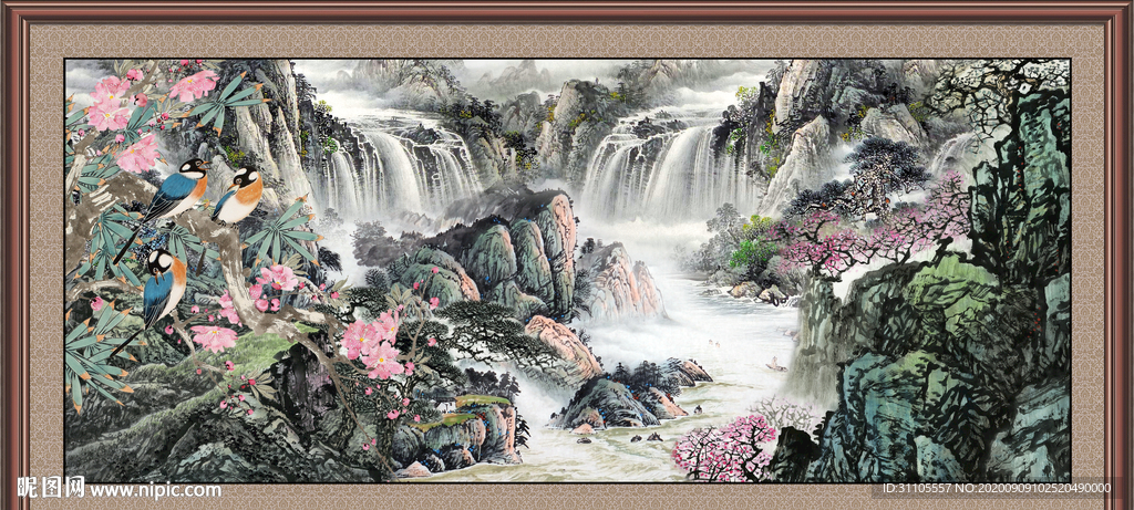 聚宝盆山水画