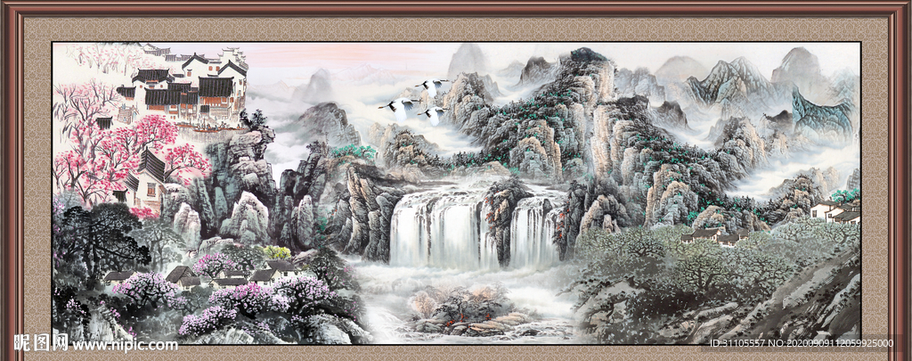 聚宝盆山水画