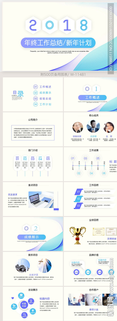 蓝色简约2020年终总结PPT