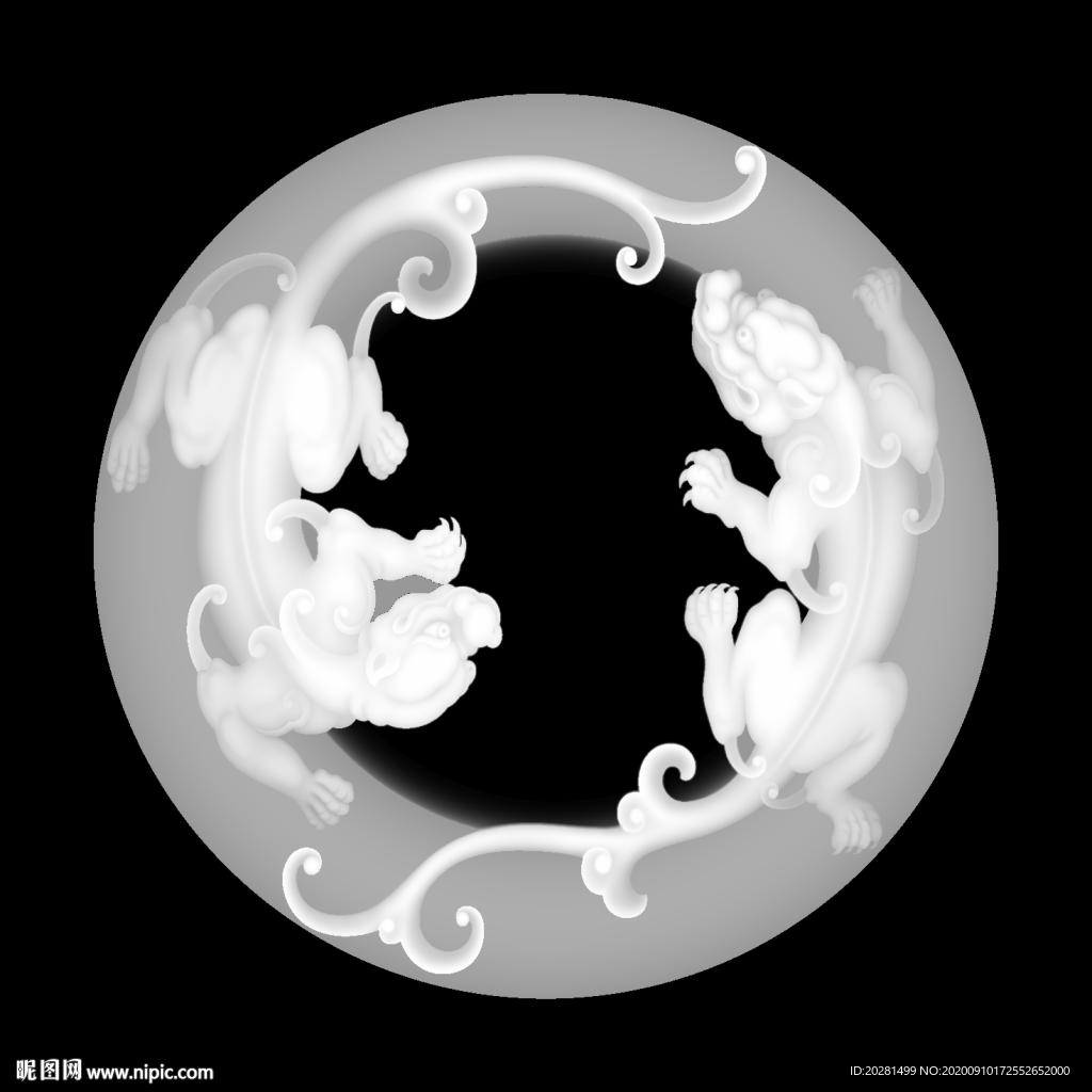 貔貅烟灰缸 灰度图