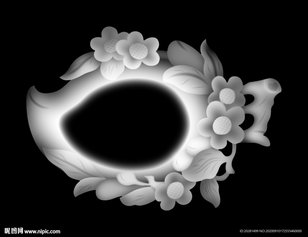 桃花烟灰缸灰度图