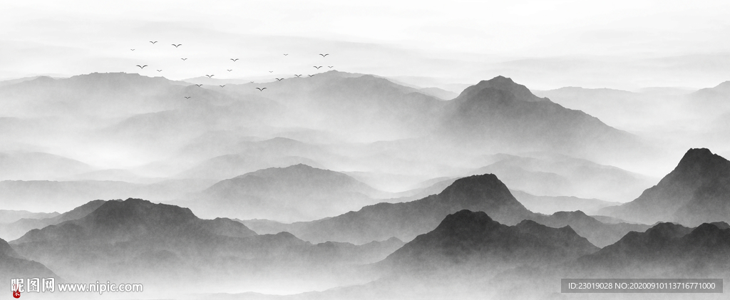 国画水墨山水画