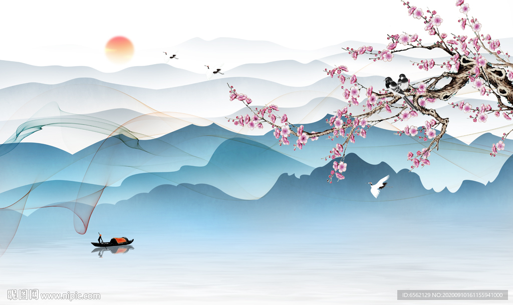 中式梅花背景墙