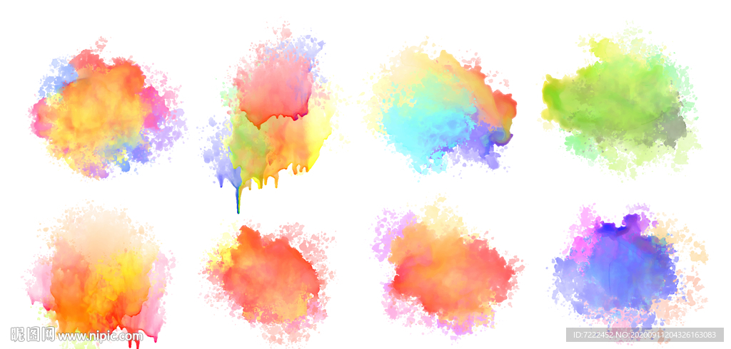八个泼墨水彩
