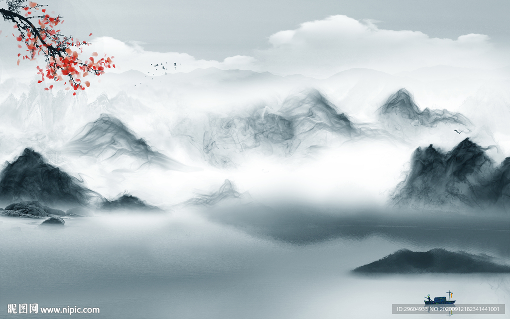 大气山水中式意境 tif分层