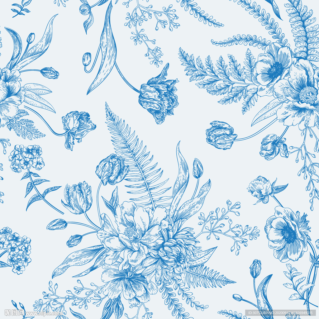 线条 蓝色 花