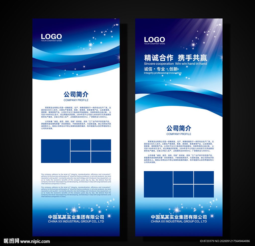 蓝色展架 企业展架 公司展架