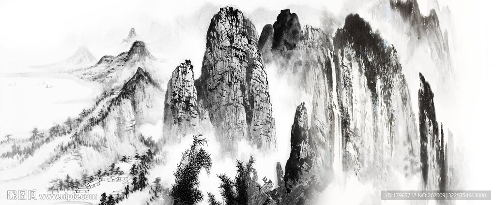 水墨画泰山