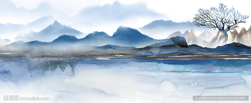 水彩山水画