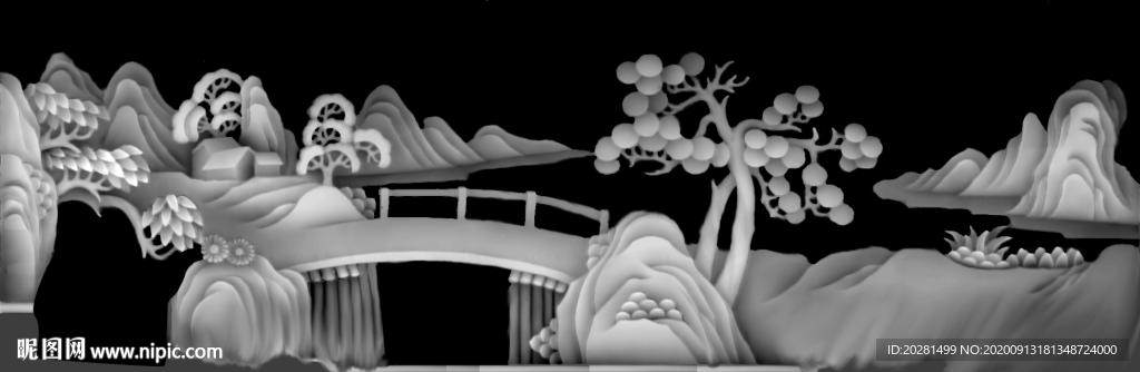 山水灰度图
