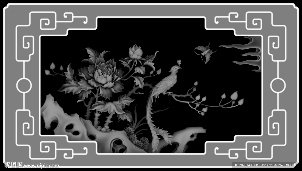 花鸟灰度图