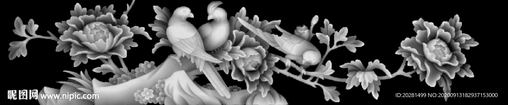 花鸟灰度图