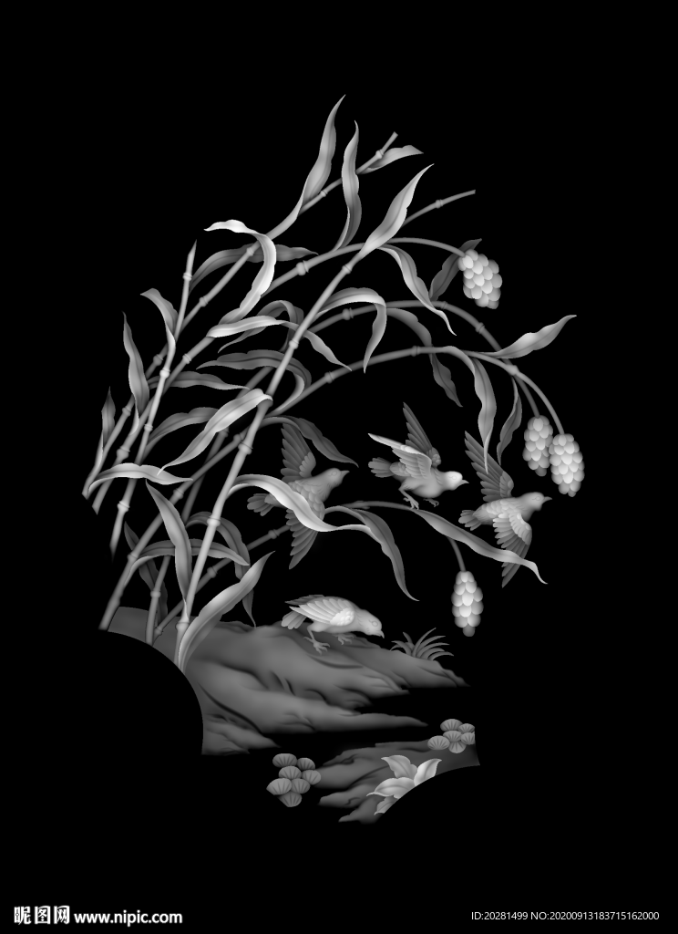 芦苇鸟灰度图
