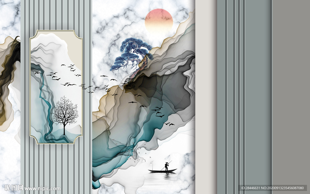 新中式轻奢组合背景墙