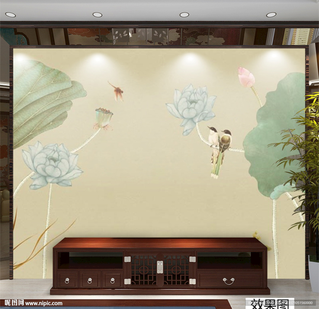 国画 荷花 水墨 花鸟